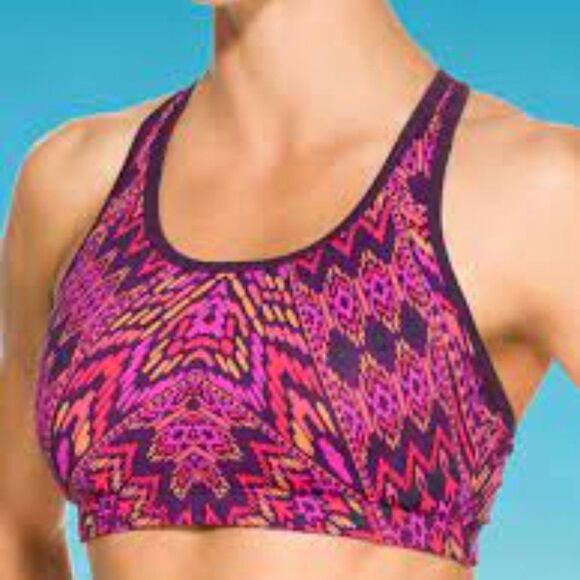 Athleta  Cayo Coco Ready to Run Bikini Top Aztec Swim Bra Watermellon - Picture 11 of 11
